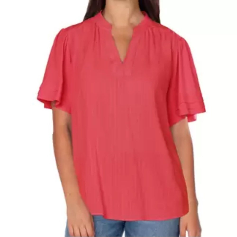 NWT Women’s Well Worn Pink Small V-Neck Blouse
